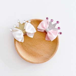 Girl Hair Clip Crown Bow Glitter (GHP6231)